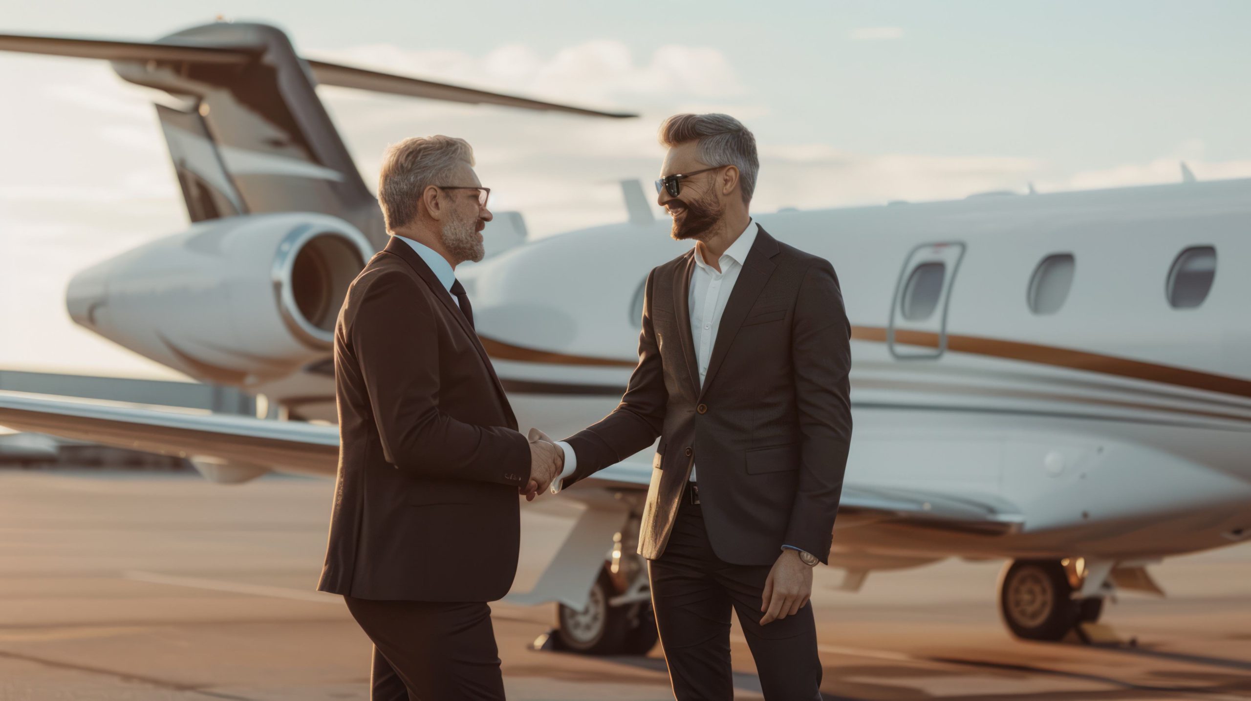 Aircraft owners beside their private jet