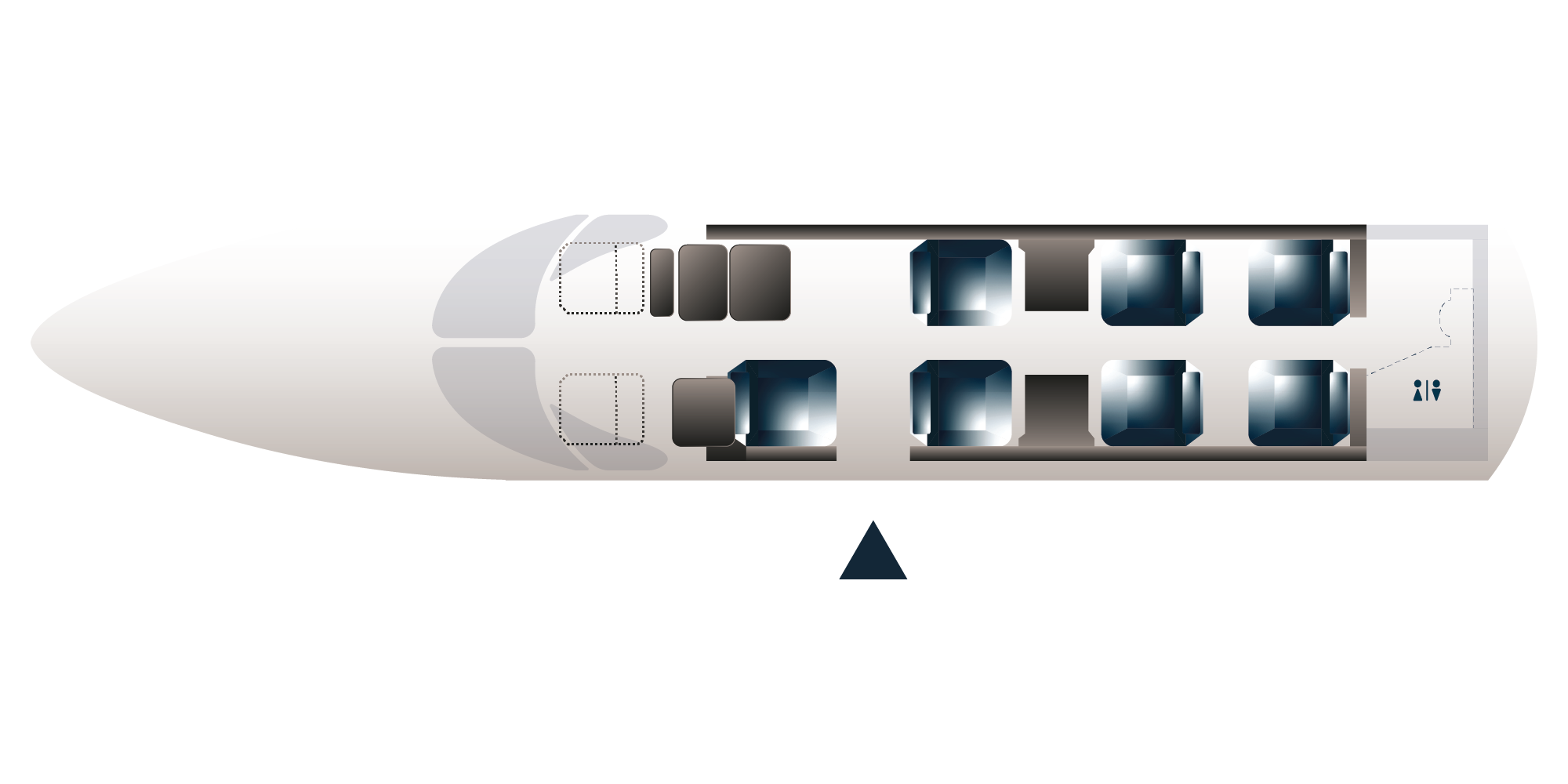 Hawker 400 XP cabin layout